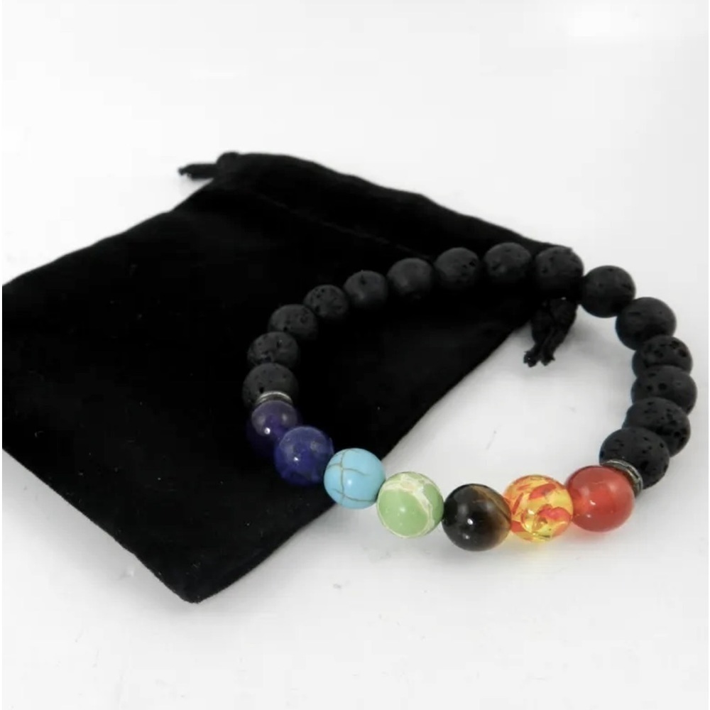 NWT MACYS UNISEX MULTI COLOR AND BLACK STRETCH BRACELET IN FINE SILVER PLATE